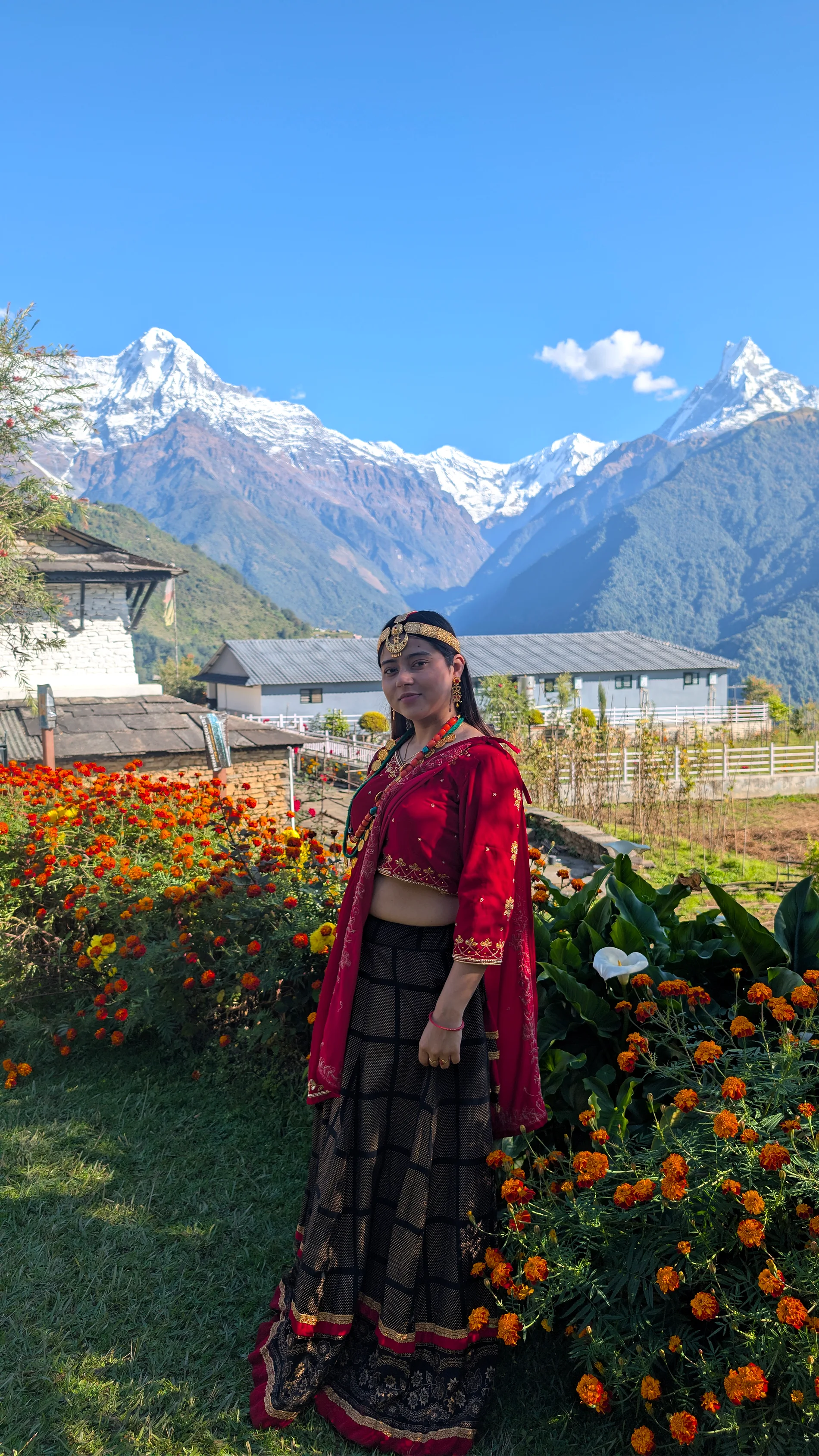 Tamanna in the Himalaya in traditional Nepali dress